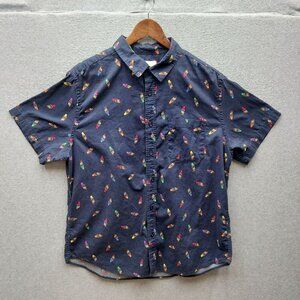 Ice Cream Target Short-Sleeve Navy Shirt With Colorful Print Size L